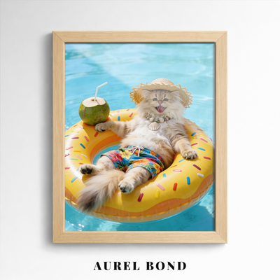 Custom Pet Poster Golden Wave Summer Portrait – Personalized High-Resolution Matte Print for Wall Art, Home Decor, or Unique Gifts for Pet Lovers (Frame Not Included)
